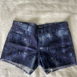 The Kooples Dark Blue Snake Print Jean Shorts